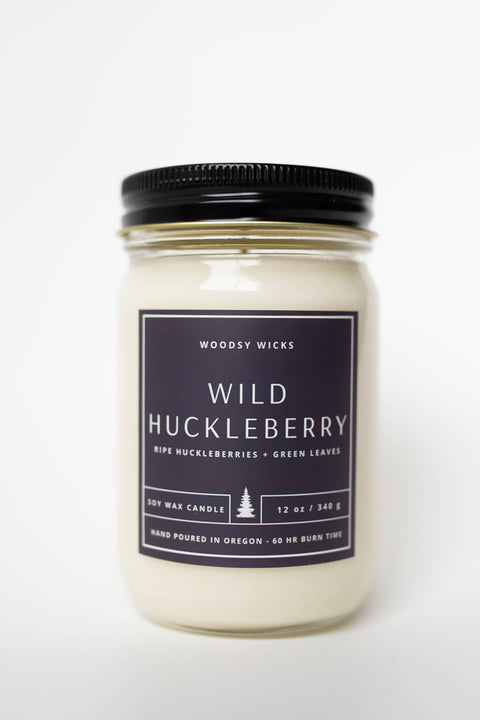 Wild Huckleberry, 12 oz Soy Wax Candle, Wood Wick - Woodsy Wicks