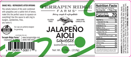 Jalapeno Aioli Squeeze, 7.75 oz - Terrapin Ridge Farms