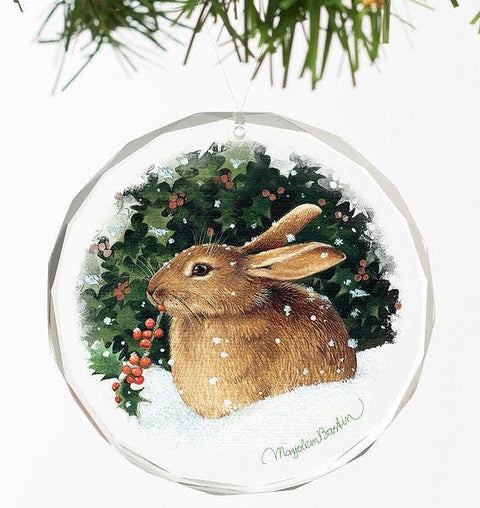 Christmas Bunny, Glass Ornament - Art Brand Studios