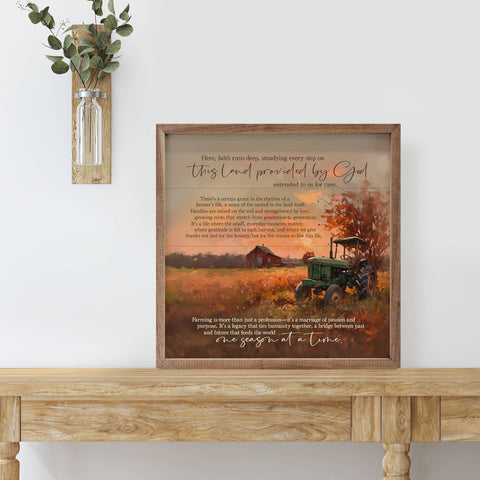 This Land Provided By God, with Sunset On A Farm, 12"x12" - Kendrick Home