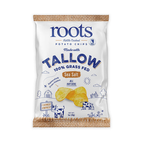 Tallow Sea Salt Kettle Cooked Potato Chips, 1 oz Bag - Roots Potato Chips