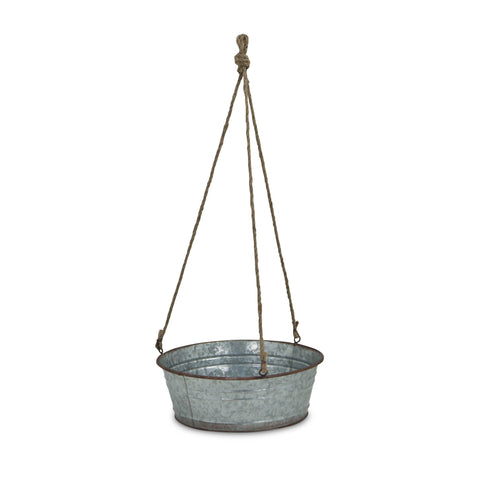 Inara Round Galvanized Hanging Metal Planter: Large - Cheungs Home Decor