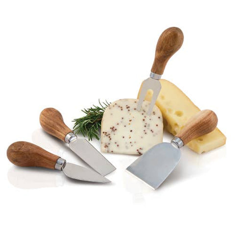 Acacia & Stainless Steel Gourmet Cheese Knives - Set of 4 - Twine
