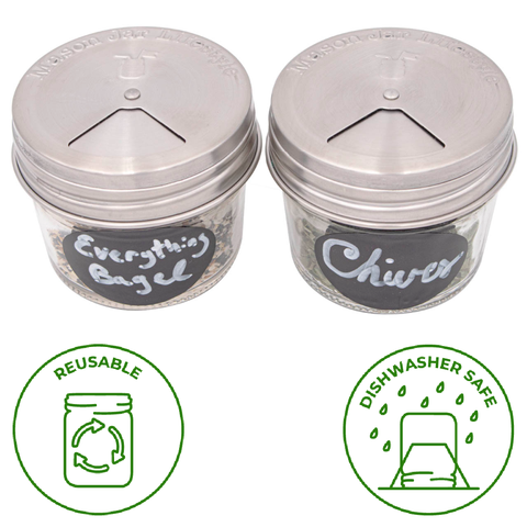Stainless Steel Spice Lids: Wide Mouth - Pack of 4 - Mason Jar Lifestyle