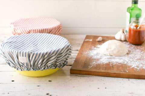 XL Reusable Bowl Cover, Denim Blue Ticking Stripes - Dot and Army