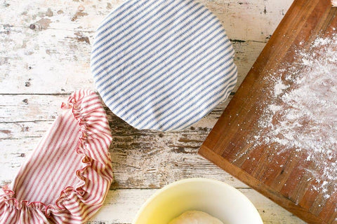 XL Reusable Bowl Cover, Denim Blue Ticking Stripes - Dot and Army