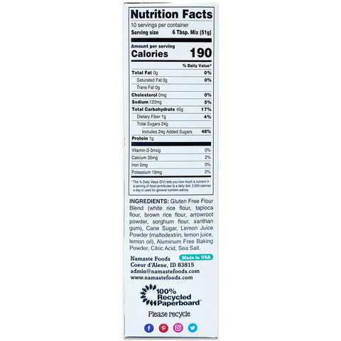 Lemon Pound Cake Mix, 18 oz - Namaste Foods