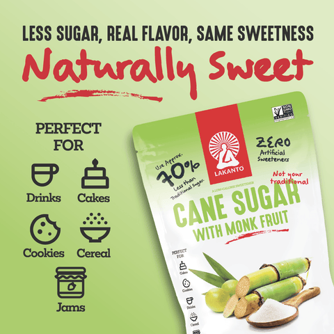 Cane Sugar with Monkfruit Sweetener, 1 lb - Lakanto