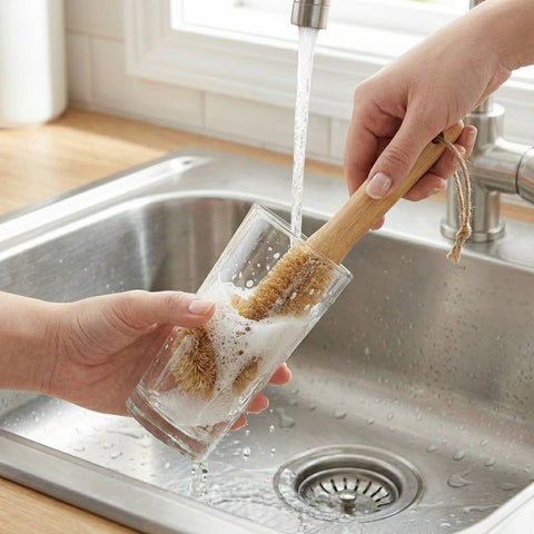 Bamboo Drinkware & Bottle Cleaning Brush, Straight Brush, 9"x2.5" - Bamboo Switch