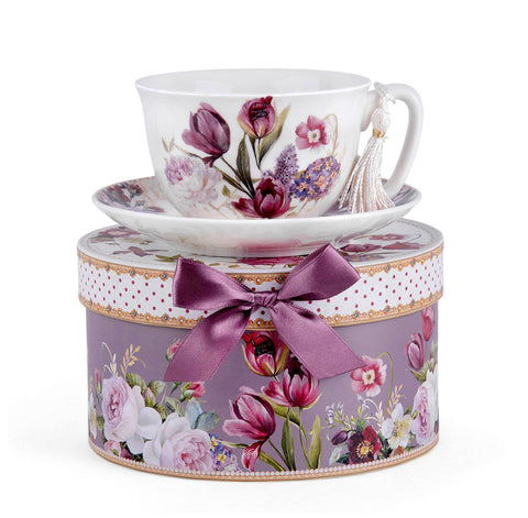 Tulip Tea/Coffee set with Cup and Saucer, in Gift Box