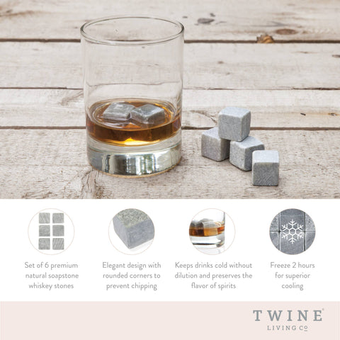 Glacier Rock Cooling Stones, Set of 6, Soapstone - Twine