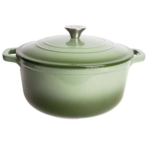 Enameled Cast Iron Dutch Oven: 6 Qt. Green Ombre - Lexi Home