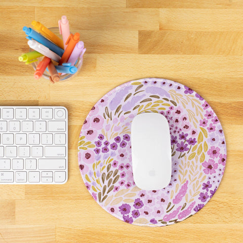 Lilac Floral Mousepad, 8.5" diameter - Elyse Breanne Design