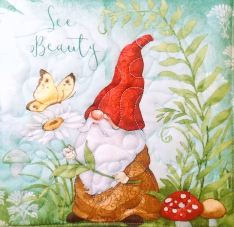 Gnome Potholders: Stay Grateful - Red Mitten