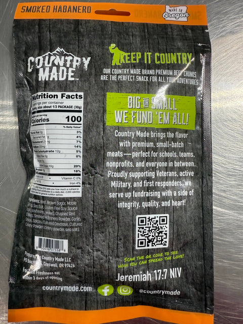 Smoked Habanero Beef Chunks, 3 oz - Country Made