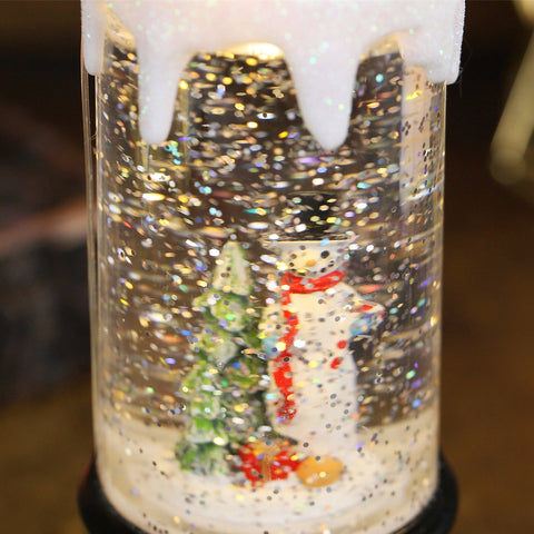 Christmas Musical Snow Globe Candlestick Lantern with Snowman Scene for Christmas Decoration - SINT