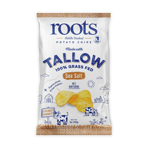 Tallow Sea Salt Kettle Cooked Potato Chips, 5 oz Bag - Roots Potato Chips