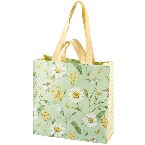 Green Daisy Market Tote, 15.5"x15.3"x6" - Primitives by Kathy