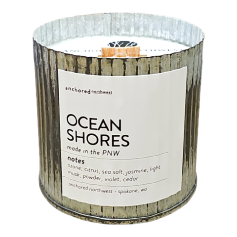 Ocean Shores Rustic Farmhouse Wood Wick Candle, 10oz - Anchored Northwest