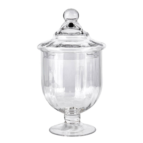 Clear Glass Footed Storage Jar with Lid: Large: 5.9" w x 13.4" h