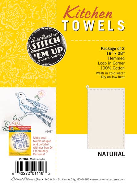 Aunt Martha's® Farmhouse Solid Kitchen Dishtowel (Natural) 2 pk - Colonial Patterns, Inc.