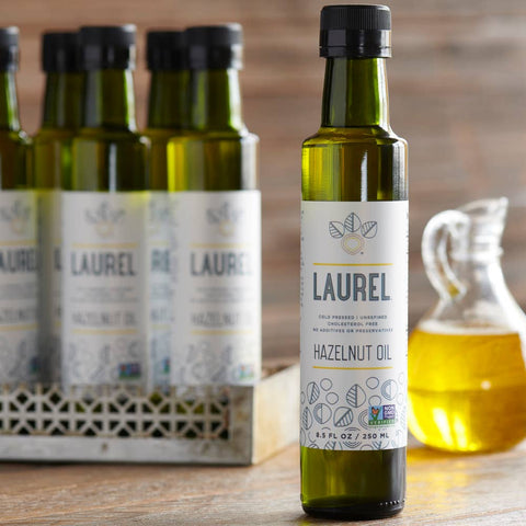 Hazelnut Oil, 8.5 oz, Glass Bottle w Pour Spout - Laurel Foods