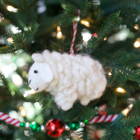 Sheep Felt Wool Christmas Ornament - Ornaments 4 Orphans