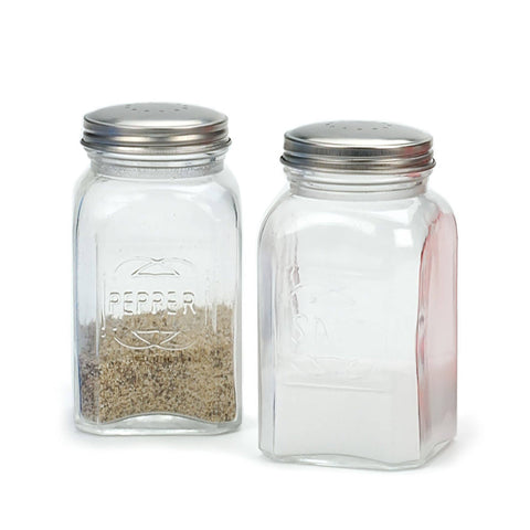 Salt & Pepper Shaker Set, 8 oz, Clear Retro Glass - RSVP International