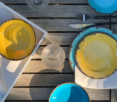 Melamine Dinnerware, Set of 12, Multicolor - Fox Run Brands