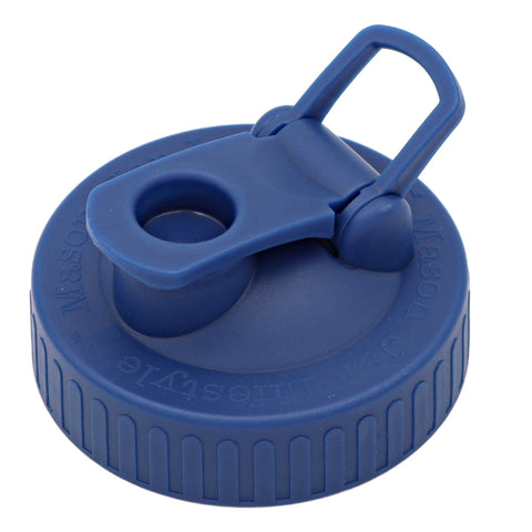 Regular Mouth Pour & Store Shaker Lid with Carry Loop: Deep blue - Mason Jar Lifestyle