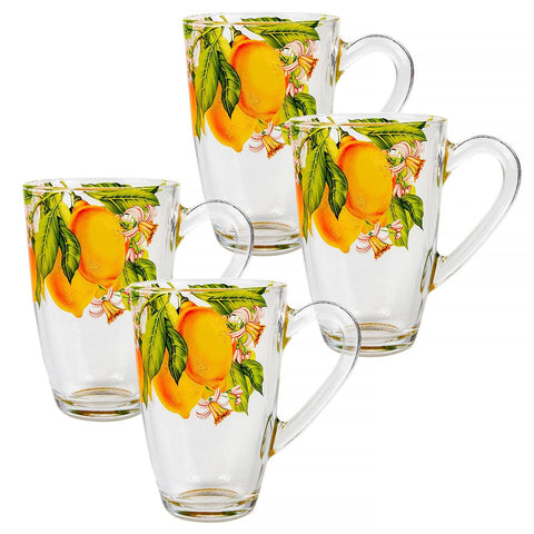 Lemons Glass Coffee and Tea Glass, Set of 4, Tapered