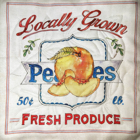 Summer Farm Stand Potholders: Peaches - Red Mitten