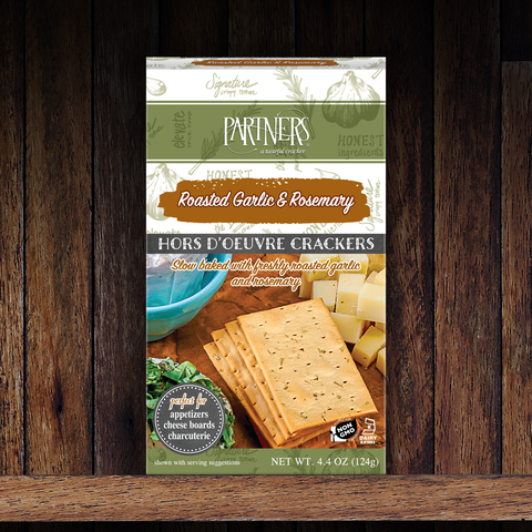 Roasted Garlic & Rosemary Hors d'Oeuvre Crackers - Partners Crackers