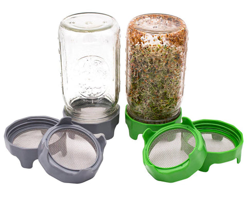 Rust Proof Sprouting Lid with Built-In Stand for Wide Mouth - Mason Jar Lifestyle