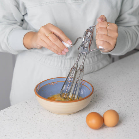 Stainless Steel Manual Hand Mixer, White, 10" x 5" - Fox Run Brands