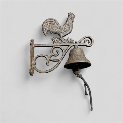 Rooster Cast Iron Hanging Bell / Doorbell, 7.5"x7.9"x3.9" - Iron & Blossom