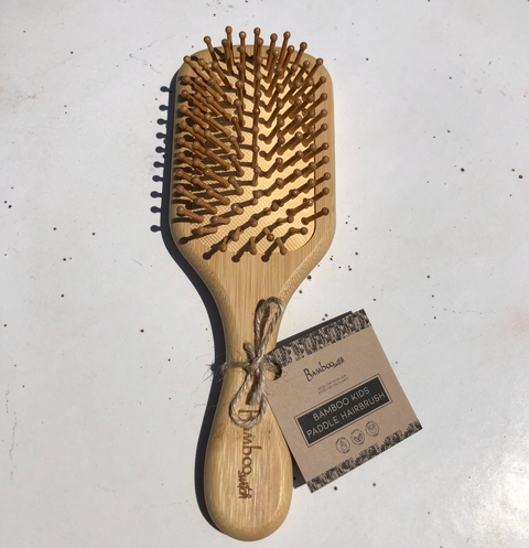 Bamboo Paddle Hairbrush | Small Paddle : Square - Bamboo Switch