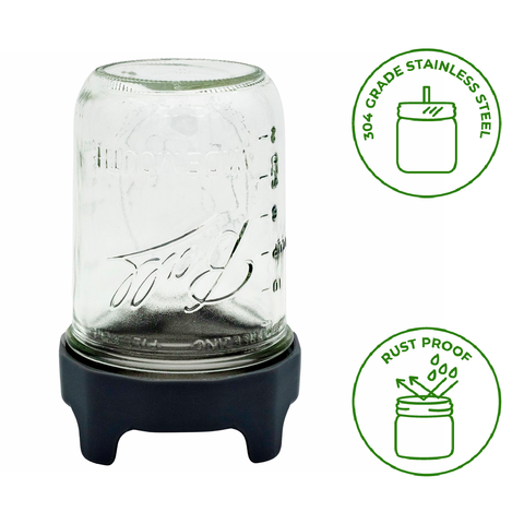 Rust Proof Sprouting Lid with Built-In Stand for Wide Mouth - Mason Jar Lifestyle