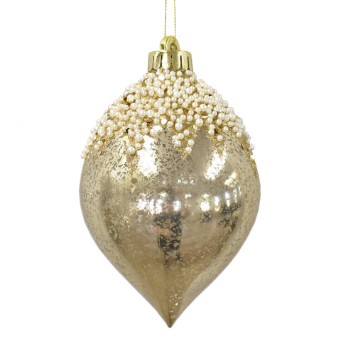 Gold and Pearl Icing Ornament Finial, 6in - David Christopher's Collection