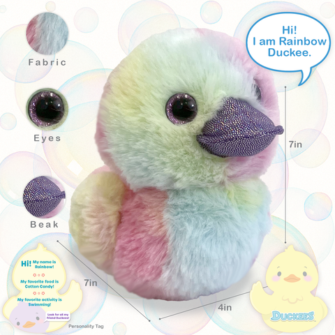 Rainbow Duckee Duck Plush, 7" - Beverly Hills Teddy Bear Company