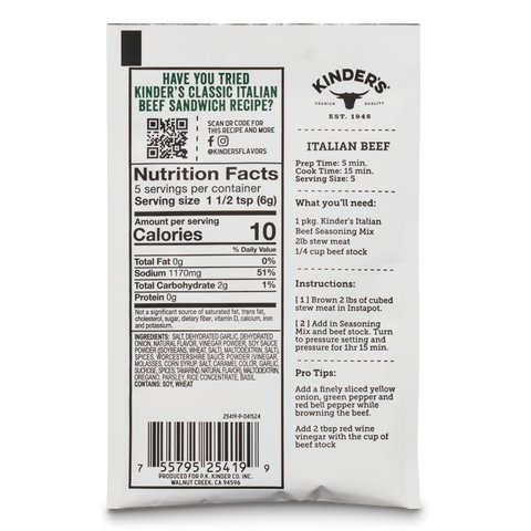 Italian Beef Seasoning, 1.05 oz - Kinder's Sauces & Seasonings