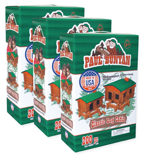 Paul Bunyan Log Cabin Building Set, 200 pieces - Roy Toy