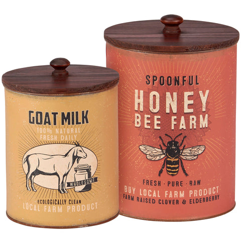 Honey & Milk Canisters, Set of 2 - Primitives by Kathy