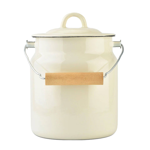 3.3L Vintage Style Enamel Milk Can with Lid, Pale Green - STP