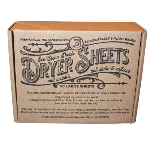 Dryer Sheets - Eco Clean - 50 Large Sheets, Fresh Linen Scent - Symbiotic Products LLC