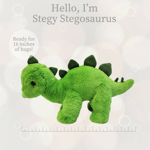 Stegy Stegosaurus Green Lushee Plush, 16" - Beverly Hills Teddy Bear Company