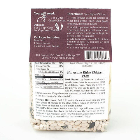 Hurricane Ridge Chicken Chili Soup Mix, Large, 15.5 oz, Serves 10 - Rill Foods