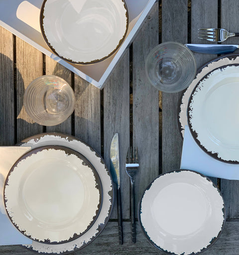 Melamine Dinnerware Set, 12-Piece, Ivory - Fox Run Brands
