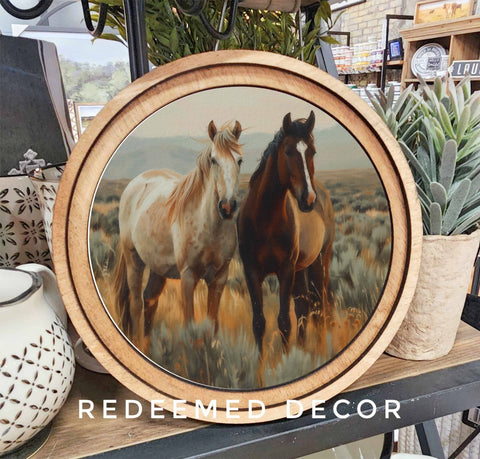 Two Horses Art - 8in Round - Redeemed Decor