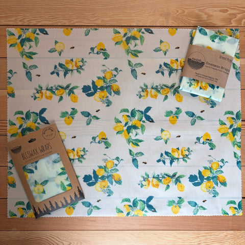 Beeswax Bread Wrap, Lemons, 17"x21" - Shor